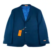 Steven Land Blue Textured Polyester Blend Blazer Size Mens 46S NWT