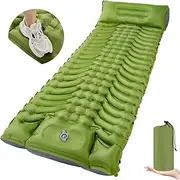 MEIJO Self-Inflating Camping Mattress, Ultralight Sleeping Mat with Foot Pump, Thickened Sleeping Mat, Self-Inflating Air Mattress for Outdoor Hikenture Tent, Beach, Green & Grey