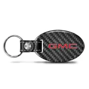 GMC in Red Carbon Fiber Oval Shape Key Chain