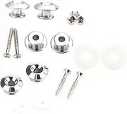 Oshhni Guitar Strap Buttons Fixing Nails Off for Electric Guitar with Screws Silicone Washers Sleek Spare Parts Strap Locks End Pins, Silver White