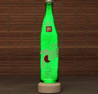 70's 80's Vintage Diet 7-up ACL Glass 16 oz Color Changing Lighted Bottle Lamp