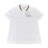 在飛比找Yahoo奇摩購物中心優惠-BURBERRY黑字刺繡LOGO條紋設計純棉短袖POLO衫(