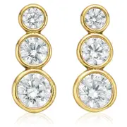 9ct Yellow Gold Silver Filled Graduated Cubic Zirconia Stud Earrings
