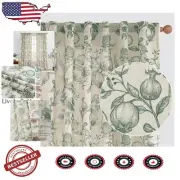 Elegant Floral Linen Curtains, 96" Light Filtering Rod Pocket Panels (Set of 2)