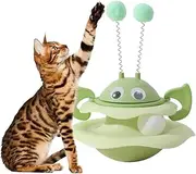 DUJIAOSHOU Cat Roller Ball Toy Interactive 2 Tier Tower Fun Cat Ball Toy with 2 Colour Balls | 2Level Cat Teaser Toy with Cat Play Balls (Green)