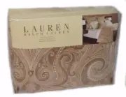 RALPH LAUREN Desert Spa Soft Tan Paisley QUEEN BEDSKIRT NWT 18" Drop $185