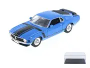 DIECAST CAR & DISPLAY CASE 1970 FORD MUSTANG BLUE WELLY 22088 1/24 DIECAST CAR
