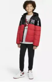 Nike Air Jordan Puffer Jacket Size Large Boys Jumpman Black Red 957954-R78 New.