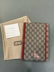 NEW Gucci Canvas Notebook Journal Interlocking Pattern Red Cat