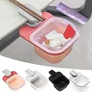 Rotating Dining Table Trash Can with Trash Bag Hidden Under Table Desk Storage Box Dining Table Vegetable Residue Storage Bucket Hanging Clamp Waste Bin for Kitchen Bathroom Office (Gray)