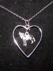 Sterling silver 20" Chain Necklace WOLF HEART ANIMAL pendant charm female men