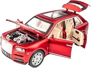 Scale Finished Model Car 1/24 for Rolls-Royce Cullinan Luxury Sedans with Pull Back Scale Metal Car Model Miniature Die-cast Vehicles Miniature Replica Car(Red)