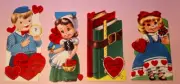 4 Vintage Valentines Day 1960's Doubl-Glo Unused Small Cards Set #1