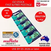 5x MURATA (exSONY) SR527SW 319 1.55v Button Coin Cell Silver Oxide Battery Watch