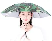 Portable Rain Umbrella Hat Foldable Outdoor Sun Shade Hiking Beach Fishing Headwear Head Umbrella Hats Camping Waterproof O6O9, Silver