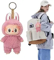 Labubu Popmart Plush Keychain, Labubu Doll, 16 cm, Labubu Popmart Monster Keychain, Labubu Plush Pendant, Gifts for Boys and Girls (Pink)