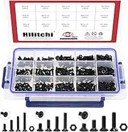Hilitchi 460-Pcs M3 M4 M5 Hex Socket Flat Head Countersunk Bolts Screw Nut Assortment Kit - 10.9 Grade Alloy Steel