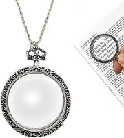 YYHSND 10X Magnifying Glass Necklace Magnifier Necklace Pendant Optical Magnifier with Chain Necklace for Library, Reading, Zooming and Jewelry (Color : Silver)
