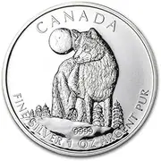 2011 CANADA SILVER WOLF $5 Fine Silver 9999 ANACS- MS70