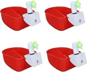 4 Set Automatic Poultry Fount Plastic Waterer Bowl with Hose Attachment and Grooves,Automatic Chicken Waterer Feeder,Red Pp,11X9.5X5cm,Easy to Install