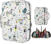 YOUSHARES Colored Pencil Case 220 Slots Pen Case Organizer with Handy Wrap & Zipper, Multilayer Holder for Prismacolor Colored Pencils & Gel Pen (Forest)