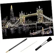 TEHAUX Diy Scratch Painting Kit for Boys and Girls Tower Bridge Scene Scratch Drawing Papers Develop Imagination