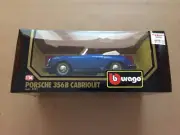 Bburago 1961 Porsche 356B Cabriolet Blue 1/24 Scale Diecast Car Italy #3031