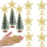 Hiboom 6 Pieces Christmas Tree Star Toppers Gold Glittered Xmas Tree Topper 3...