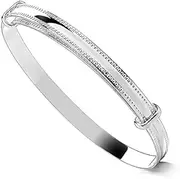 Old English Jewellers Solid Sterling Silver Baby Bangle with Bevelled Edge. Expanding Baby Bangle Sterling Silver Bangle Christening Gift, Inner Circumference : 4.75", Sterling Silver, No Gemstone