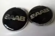 2x SAAB*Badge 9-3,9-5 Set Boot Back & Bonnet Front Logo Emblems 68mm Black