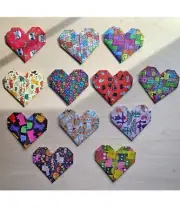 Free Shipping* 10 Origami Heart shaped Bookmarks ( Cat Pattern ) Corner Bookmark