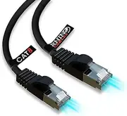 rhinocables CAT 8 Ethernet Cable High-Speed Gigabit RJ45 Super-Fast LAN Patch Network Lead for Gaming, Streaming, PS/4 Modem, Router, Switch, Xbox (10m, Black, Pack of 1)