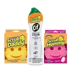 3 Count Scrub Daddy Mommy Cleaning Sponge Kit with Cif Cream Multi Surface Cl...