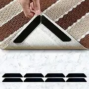 Rug Grippers Non Slip Area Rug Carpet Tape for Hardwood Tile Floors No Damage, Rug Sticker Make Corner Flat (8PCS)