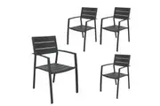 Divano Percy 4pc Set Outdoor Dining Table Chair Aluminium Frame Grey