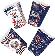 PERSELOSO 4 Pack Patriotic Popcorn Containers Movie Theater Snack Boxes for Party Decorations Independence Day Theme Reusable Paper Boxes