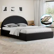 ALFORDSON Bed Frame Queen Double King Single Gas Lift Storage Base Black Leather