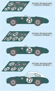 Decals Aston Martin DB3 Le Mans 1952 1:32 1:24 1:43 1:18 slot decals