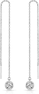 [Philip Jones] Sterling Silver Thread Earrings Created with Austrian Crystals
