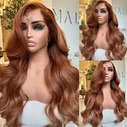 100% Unprocessed Virgin Hair 5x5 Closure Wigs Light Brown Colored 13x4 Lace Front Wig Free Part Brazilian Hair Wavy Human Hair Wig Glueless Pre-Plucked For Wo