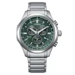 【CITIZEN】星辰 ECO-DRIVE光動能 AT2530-85X 鈦金屬 藍寶石鏡面 三眼計時男錶 綠/銀 43MM