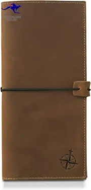Tall Leather Passport Holder and Travel Wallet - Large Genuine Leather Travel