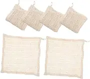minkissy 6pcs Cotton Linen Square Towels Exfoliating Body Scrubber Bath Towels for Lightweight Bathing Washcloths with Hang Ring for Back Cleaning