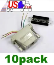 Lot10x DB25pin Male~RJ11 4wire 6P4C Jack Modular Port Adapter Aux/Data/Telephone