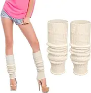 [GOZINA] Warm Leg Warmers, Women's Elastic Leg Warmers, Creamy yellow, One size