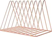 Files Folder Stand Desktop File Organizer, Magazine Rack Book Record Holder, Desktop Iron Storage Rack, File Storage Rack, Desktop Bookshelf, for Decor Home Office, Rose Gold