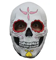 Catrina Skull Day Of The Dead Skeleton Horror Mens Costume Overhead Latex Mask