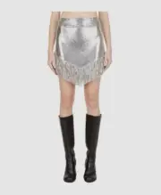 $3250 Paco Rabanne Women's Silver Fringe Hem Chainmail Miniskirt Size 36