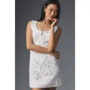 nwt ANTHROPOLOGIE VINEET BAHL sz M Cutwork Floral Shift Mini Dress in white