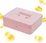 Cash Box with Lock | Compact Cash Safe Lock Box,Portable Locking Secure Metal Saving Organizer for Storage Passport Valuables Business Register Document Home Security